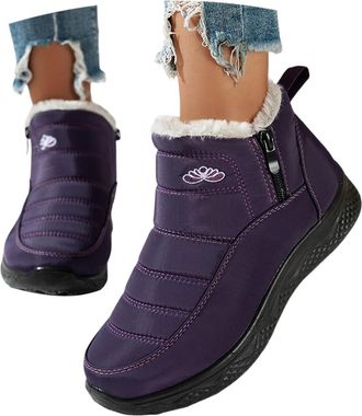 Generic Snow Boots Women Wide Fit Boots for Women UK Waterproof Mid Calf Snow Boot with Warm Fleece Lining Non-Slip Outdoor Traction Sole Easy Pull-On Design 