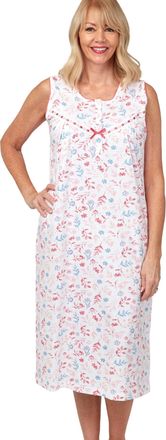 Marlon Womens Womens Louise Sleeveless Cotton Jersey 45 Nightdress Nightgown, Pink, 12 14 UK