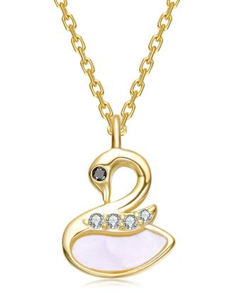 Rachel Glauber 14K Plated Cz Swan Pendant