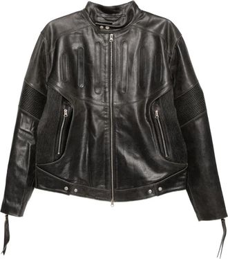 Juntae Kim Giacca biker goffrata - Nero
