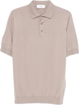 Lardini Korte Mouw Gebreide Polo - Heren - Ronde hals truien - Beige - S - Katoen - Truien & Vesten