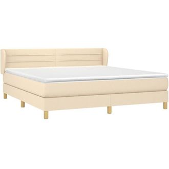 vidaXL Cama Box Spring Con Colch&oacute;n Tela Color Crema 160x200 Cm Vidaxl