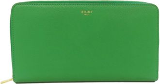 Celine Green Leather Long Wallet (Bi-Fold) (Pre-Owned)