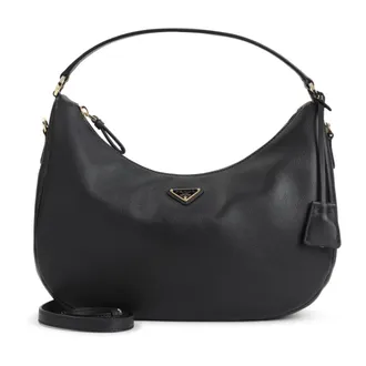 Prada Calf Leather Shoulder Bag - female - Prada - Shoulder Bags - Black - ONE SIZE - Bags