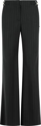 Sportmax Alcamo Black Chevron Wool Flared Pants