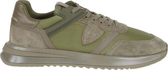 Philippe Model Lage Sneakers met Nylon en Su&egrave;de - Heren - Sneakers - Groen - 45 EU - Nylon - Schoenen