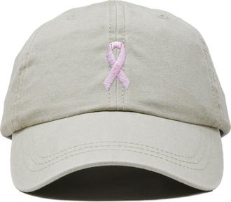 Dalix Pink Ribbon Dad Cap in Washed Stone White at Nordstrom