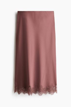 H&M Lace-trimmed Slip Skirt in Dark Dusty Pink at Nordstrom, Size X-Large