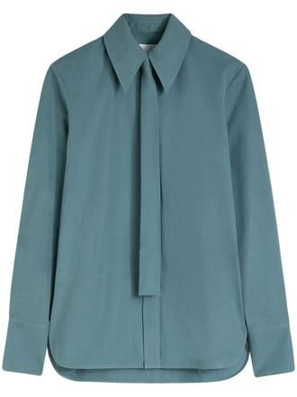 Jil Sander tie-detail cotton shirt - women - Cotton - 34 - Blue
