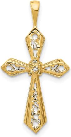 Diamond2Deal 14k Yellow Gold AA Diamond Passion Cross Pendant