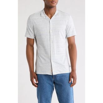 Civil Society Relaxed Fit Pointelle Stitch Camp Shirt in Heather Blue at Nordstrom Rack, Size Xx-Large