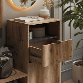 Vicco Banco Para Zapatos Eliza, Roble Vikingo, 100 X 98.5 Cm Con 6 Compartimentos, Vicco