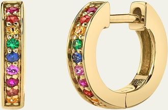 Sydney Evan 14k Gold Rainbow Sapphire Huggie Hoop Earrings