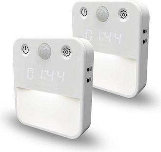 OEM Luz Nocturna Con Sensor De Movimiento, Luz Nocturna Led Con Indicador De Hora, Brillo Ajustable, Luz Nocturna Para Enchufe, Juego De 2 Unidades