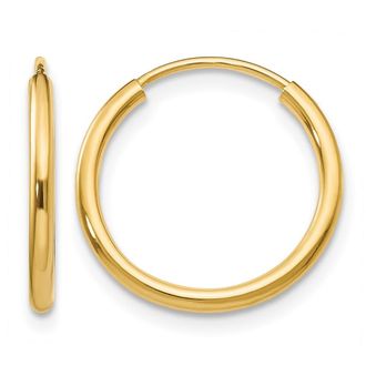 Diamond2Deal 14k Gold 1.50mm Polished Round Endless Hoop Earrings