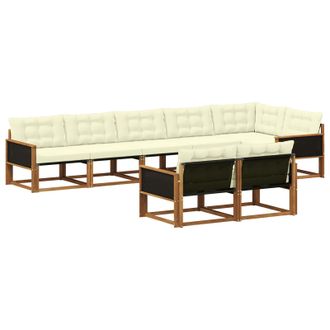 vidaXL Conjunto De Sof&aacute;s De Exterior Con Coj&iacute;n 8 Pcs Natural Y Crema Vidaxl