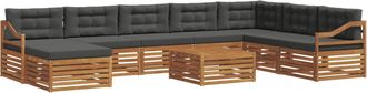 vidaXL Conjunto De Sof&aacute;s De Exterior 9 Uds. Natural Y Antracita Vidaxl