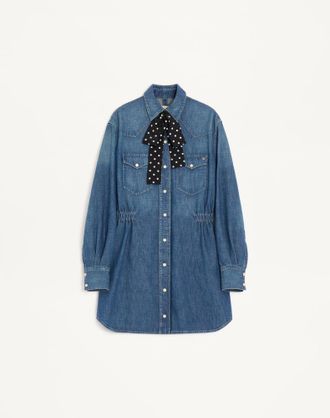 Valentino Abito Midi In Denim Donna DENIM 36