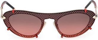 Christian Louboutin Oval Sunglasses in Pale Gold /Zeiss Lens Red at Nordstrom