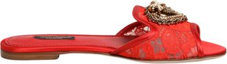 Dolce & Gabbana Rode Devotie Kanten Instap Sandalen Schoenen