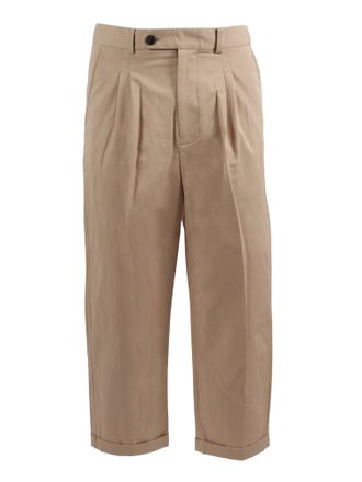 Dr&ocirc;le de Monsieur Beige Pleat Cuffed Cropped Pants