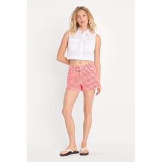 Good American Womens Good Girlfriend Short | Pop Gingham Large, Size 00 | Good American by Khlo&Egrave; Kardashian