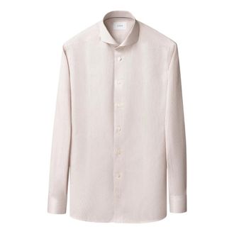Eton Slimfit overhemd met fijne strepen in Signature Twill - Heren - Casual Overhemden - Beige - 4XL - Katoen - Overhemden