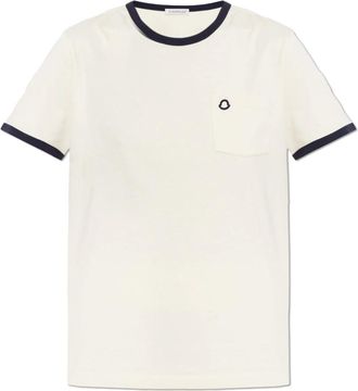 Moncler Logo T-Shirt - Dames - T-shirts - Beige - XS - Katoen - Tops