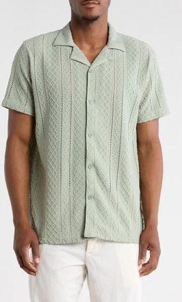 T.R. Premium Modern Fit Textured Camp Shirt in Green at Nordstrom Rack, Size Xx-Large