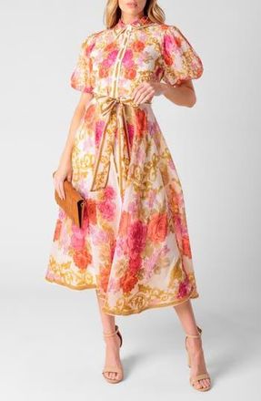 Flying Tomato Floral Puff Sleeve Shirtdress in Ivory Floral at Nordstrom Rack, Size X-Small