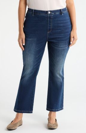 Lyss&eacute; Estelle Pull-On Ankle Flare Jeans in Dark Midwash at Nordstrom, Size 1 X