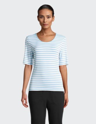 Joy T-Shirt JOY SPORTSWEAR ALLISON, Damen, Gr. 36, blau (bleu stripes), Single Jersey, Obermaterial: 95% Polyamid, 5% Elasthan, normal, Rundhals, eingeset