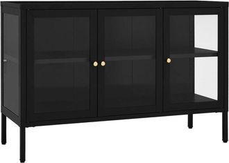 vidaXL Sideboard Black 105x35x70 cm Steel and Glass Vidaxl