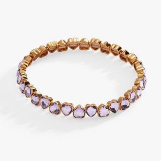 Alex and Ani Faceted Heart Stretch Bracelet in Purple at Nordstrom