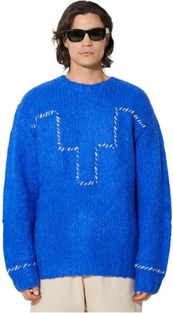 Marcelo Burlon Round-neck Truien - Heren - Ronde hals truien - Blauw - M - Truien & Vesten