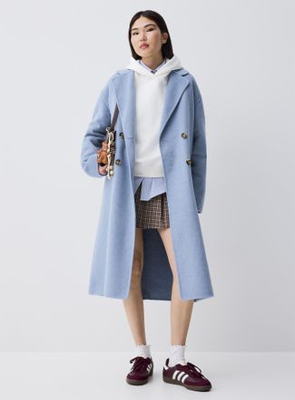 Twik Womens Long double-breasted felt overcoat