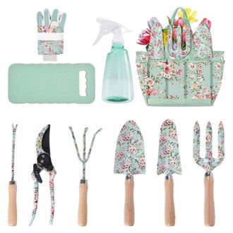 OEM Herramientas De Jardiner&iacute;a - Set De Jardiner&iacute;a Con Estampado Floral Que Incluye Rastrillo Y Organizador - Guantes Incluidos Para Mujeres Aficionadas A