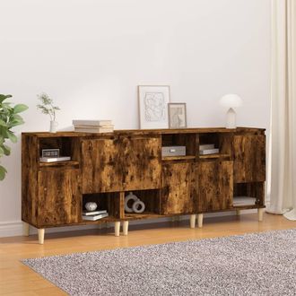 vidaXL Vidaxl - Aparadores 3 Uds Madera Contrachapada Roble Ahumado 60x35x70 Cm