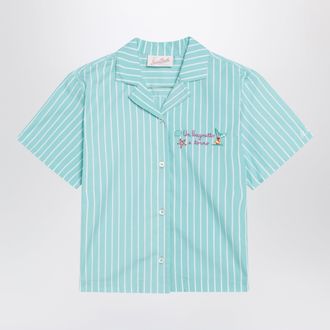 MC2 Saint Barth Aqua green striped cotton shirt