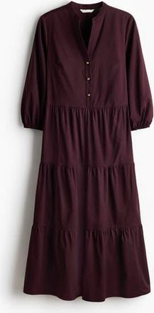H&M Tiered Midi Dress in Dark Purple at Nordstrom, Size Xx-Small
