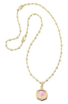 Kendra Scott Davie Intaglio Pendant Necklace in Gold Pink Opalite Dragonfly at Nordstrom Rack
