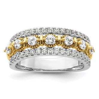 Diamond2Deal 14k Two-tone Lab Grown Diamond Wedding Band Ring 0.9Ct Clarity- VS Color- G-H