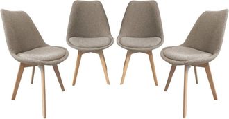 Sweeek Silla escandinava de madera de haya y borreguito texturizada, set de
