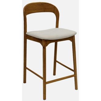 Sweeek Taburete De Bar Vintage De Madera De Hevea Y Tela, Set De 2