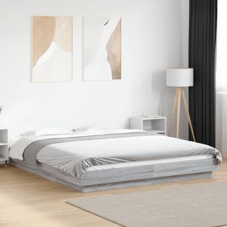 Berkfield Home Bed Frame with LED Lights without Mattress Grey Sonoma 150x200cm | Size: 150x200 cm