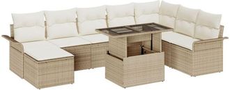 vidaXL Garden Sofa Set with Cushion 9 pcs Beige Poly rattan Vidaxl
