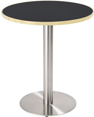 Oviala Mesa de comedor redonda 60 cm tapa negra/dorada y pata plateada