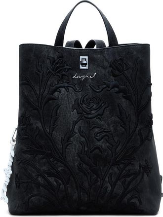 Desigual Flower Embossed Faux Leather Backpack in Black at Nordstrom