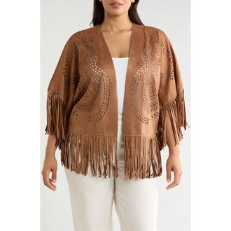 Forgotten Grace Faux Suede Fringe Topper in Camel at Nordstrom Rack, Size 2 X