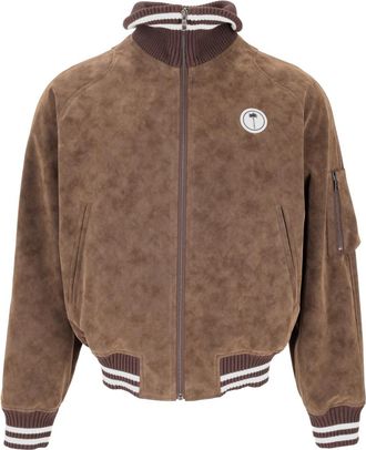 Palm Angels Brown Mock Collar Jacket